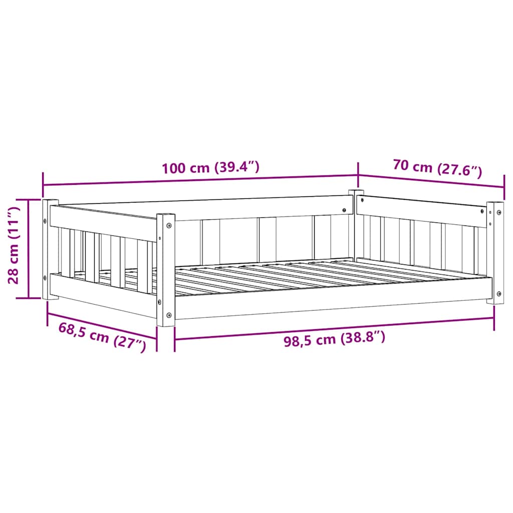 Hondenbed Wasbruin 100 x 70 x 28 cm Massief grenenhout is nu te koop bij PeponiXL, paradijselijk wonen!