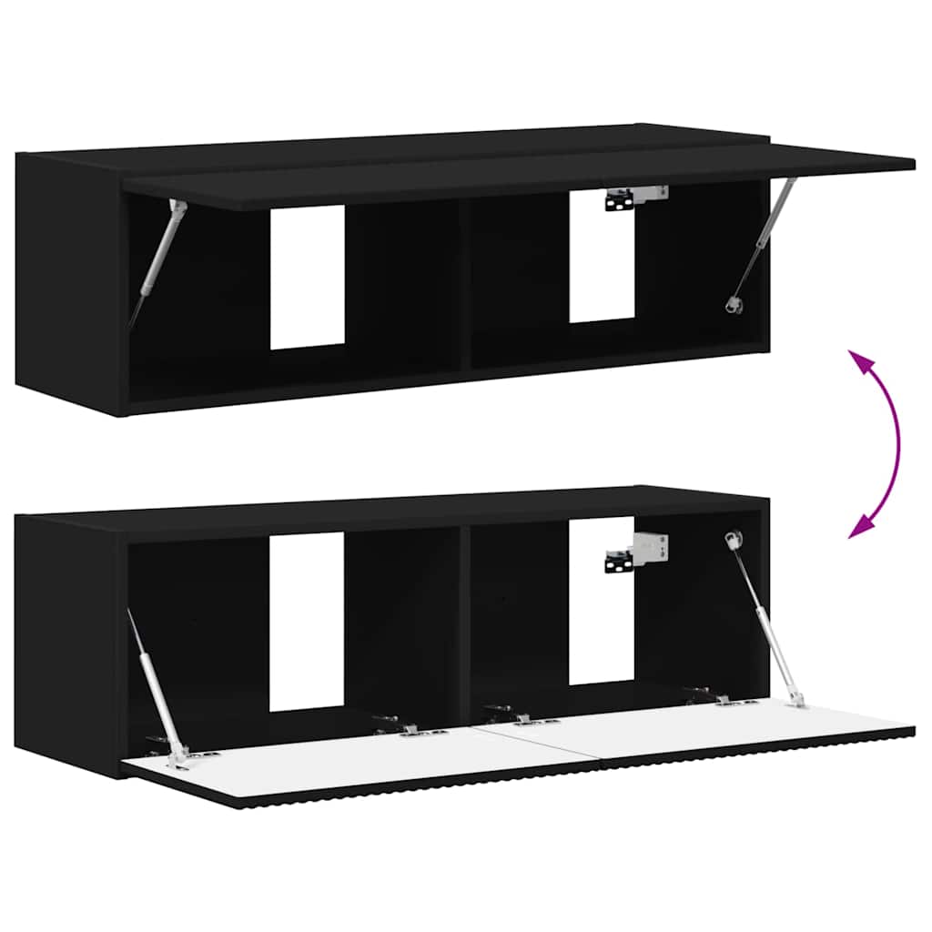 TV Wandkast Wandgemonteerd Zwart 98 x 31 x 29,5 cm Bewerkt hout is nu te koop bij PeponiXL, paradijselijk wonen!