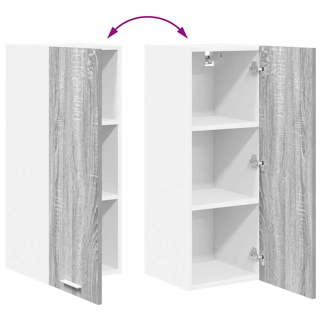 Hangkast Grijs Sonoma en Wit 30 x 31 x 80 cm Bewerkt hout is nu te koop bij PeponiXL, paradijselijk wonen!