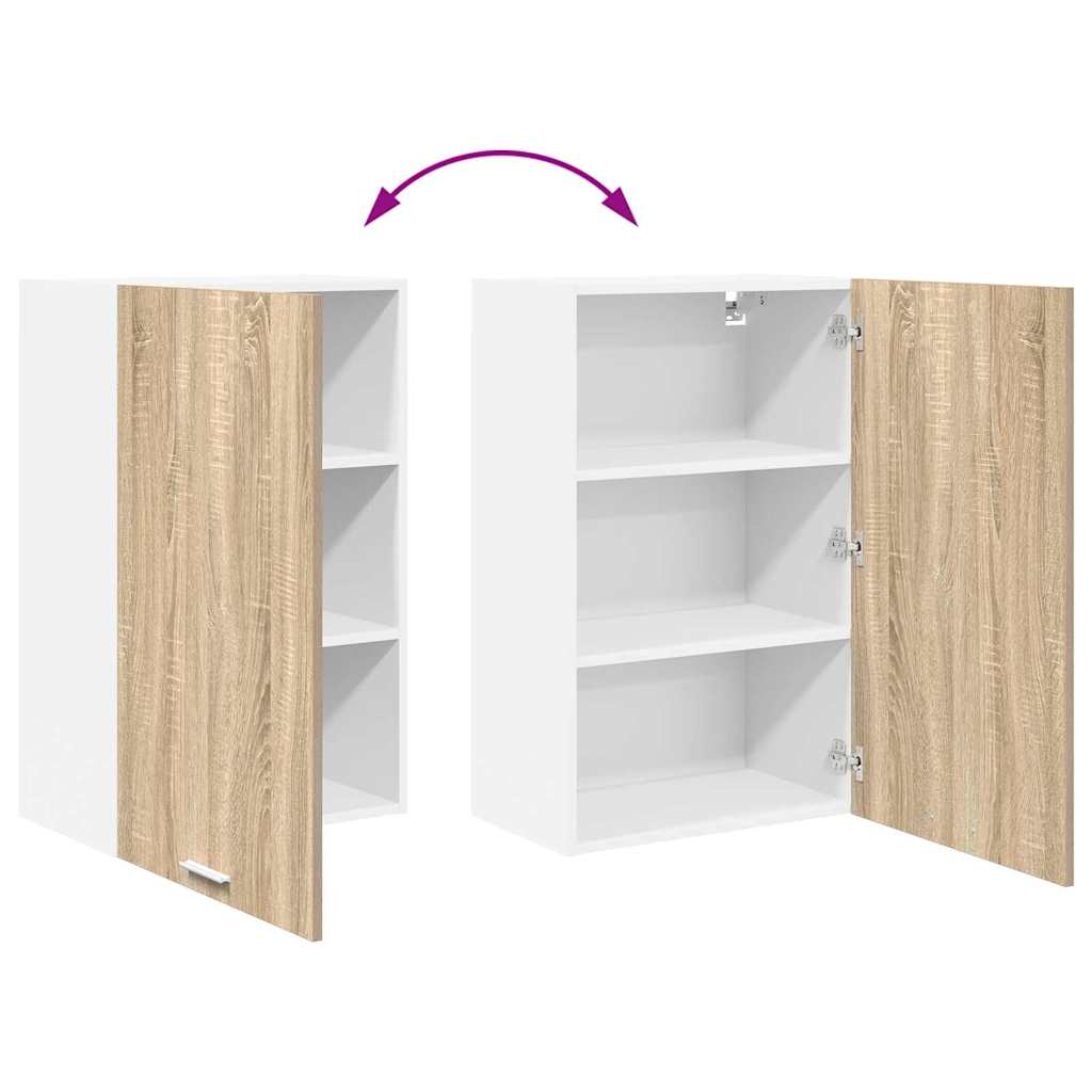 Hangkast Sonoma Eik en Wit 50 x 31 x 80 cm Bewerkt hout is nu te koop bij PeponiXL, paradijselijk wonen!