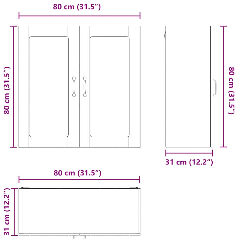 Keukenkast Bruin Eiken 80 x 31 x 80 cm Bewerkt hout is nu te koop bij PeponiXL, paradijselijk wonen!