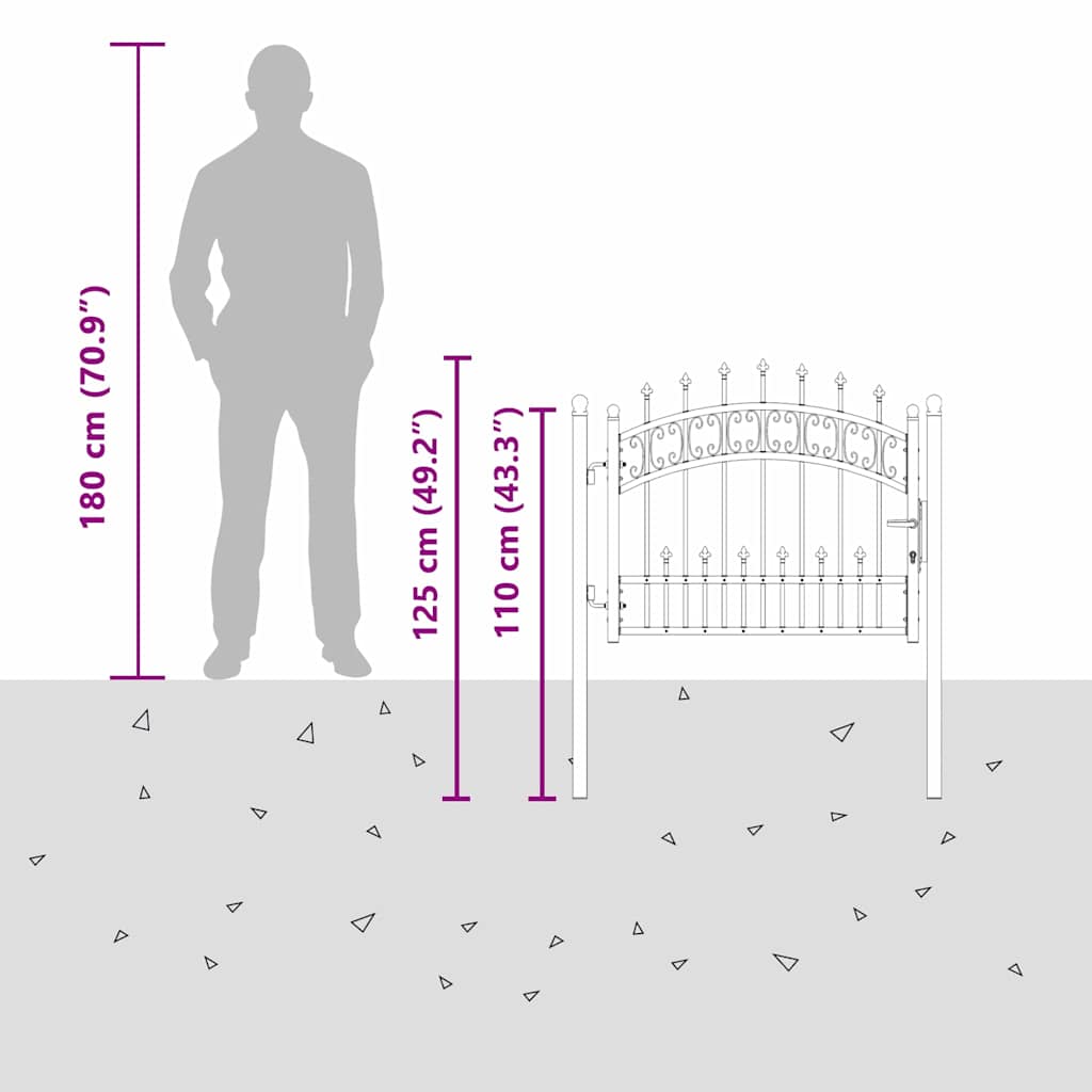 Hekpoort met Spear Boven met slot Grijs 103 x 75 cm Staal is nu te koop bij PeponiXL, paradijselijk wonen!