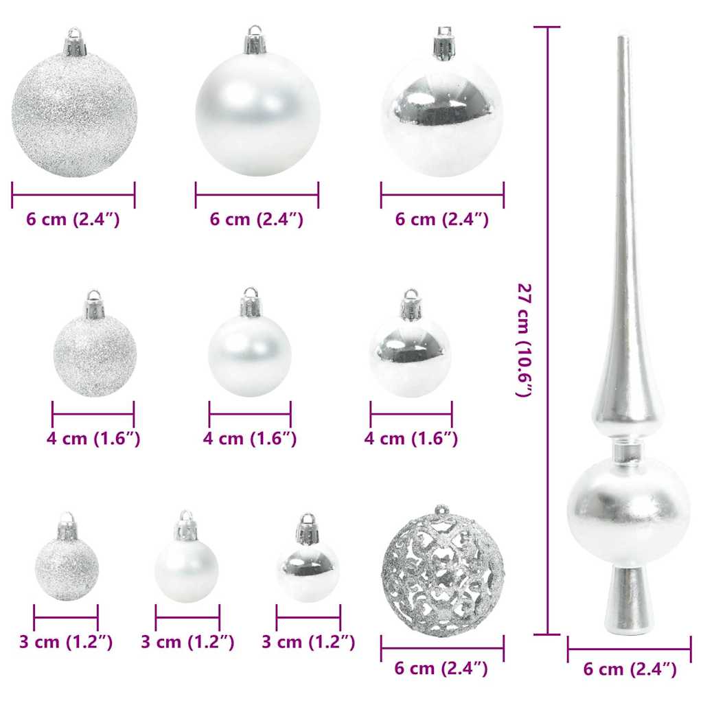 Kerstbal Set met 300 LED 120 pcs Zilver Kunststof is nu te koop bij PeponiXL, paradijselijk wonen!