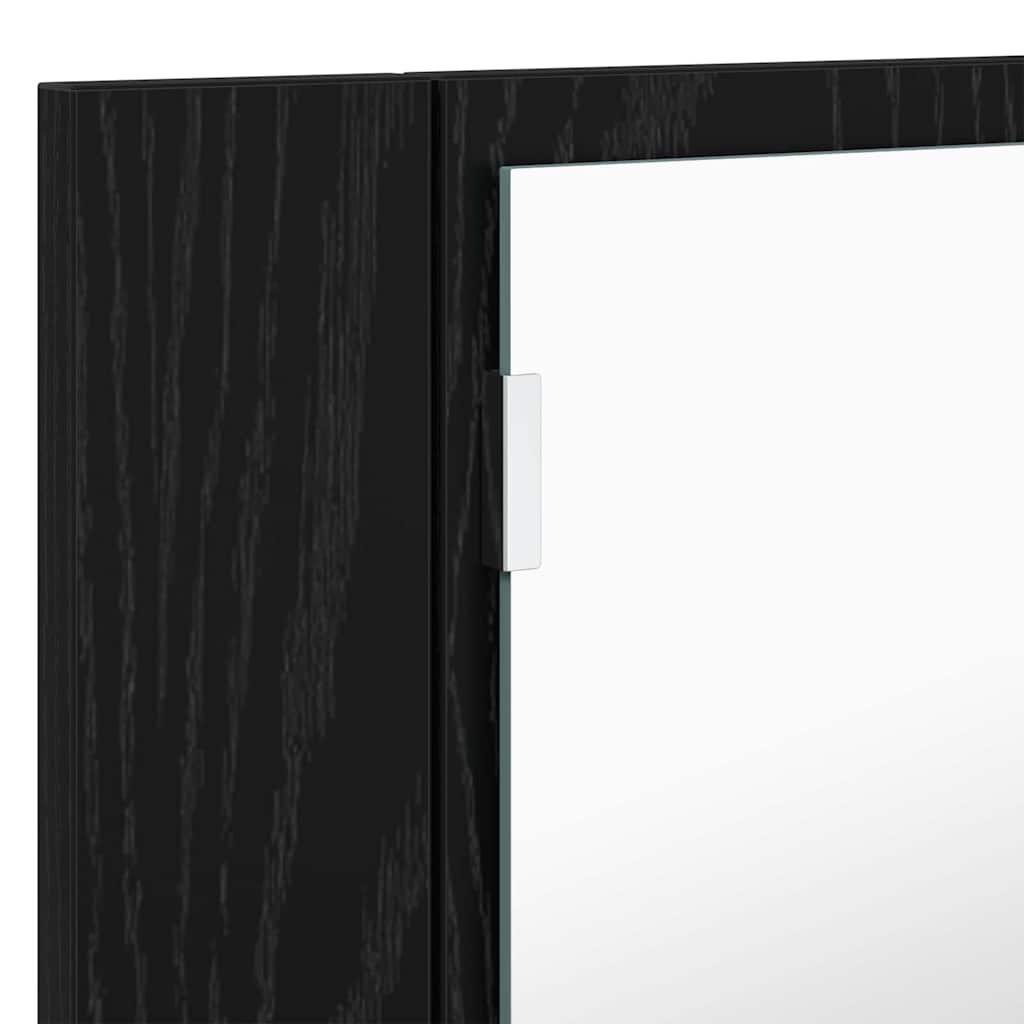 Badkamer spiegelkast Zwart Eiken 80 x 12 x 45 cm Bewerkt hout is nu te koop bij PeponiXL, paradijselijk wonen!