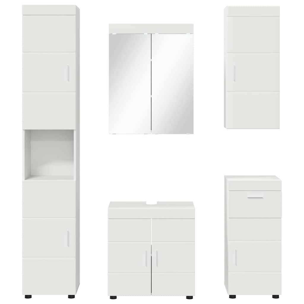 Badkamermeubelset TULUM 5 pcs Wit 60 x 34 x 63 cm Bewerkt hout is nu te koop bij PeponiXL, paradijselijk wonen!