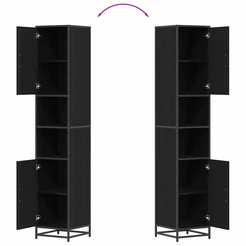 Badkamermeubelset Zwart Eiken 35 x 37,5 x 188,5 cm Bewerkt hout is nu te koop bij PeponiXL, paradijselijk wonen!