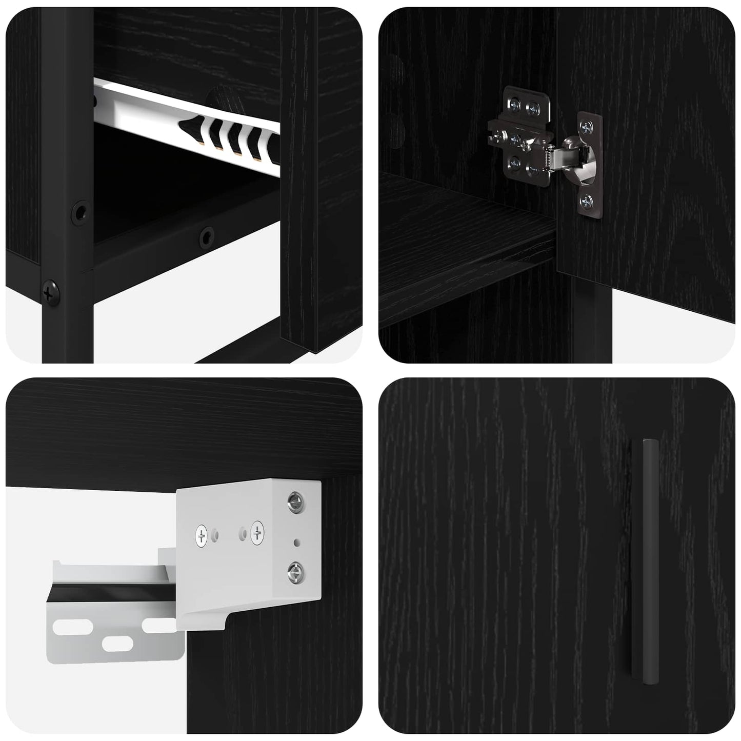 Badkamermeubelset met lade 3 pcs Zwart Eiken Bewerkt hout is nu te koop bij PeponiXL, paradijselijk wonen!