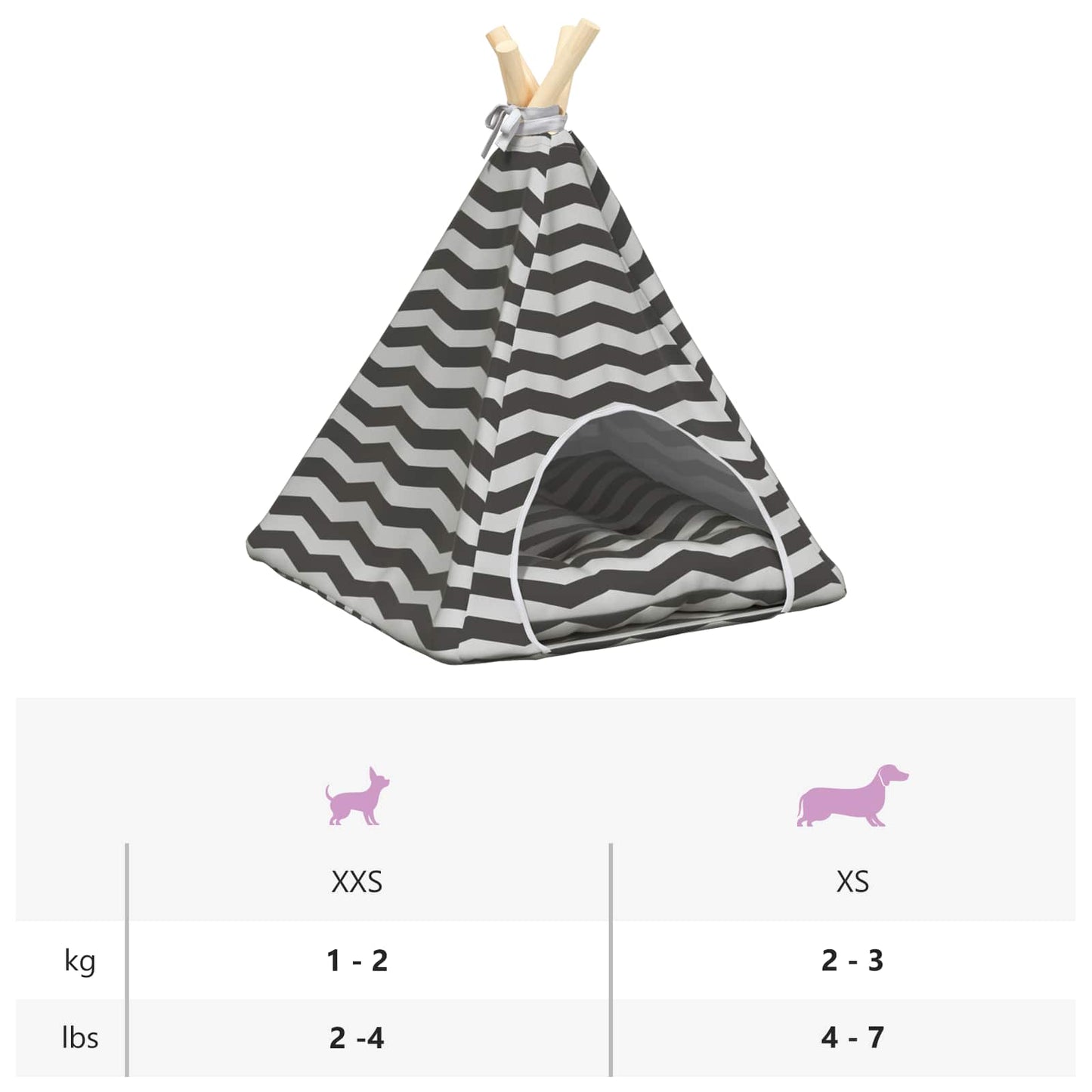 Dieren teepee met kussen Wit en Grijs 40 x 40 x 50 cm Polyester is nu te koop bij PeponiXL, paradijselijk wonen!