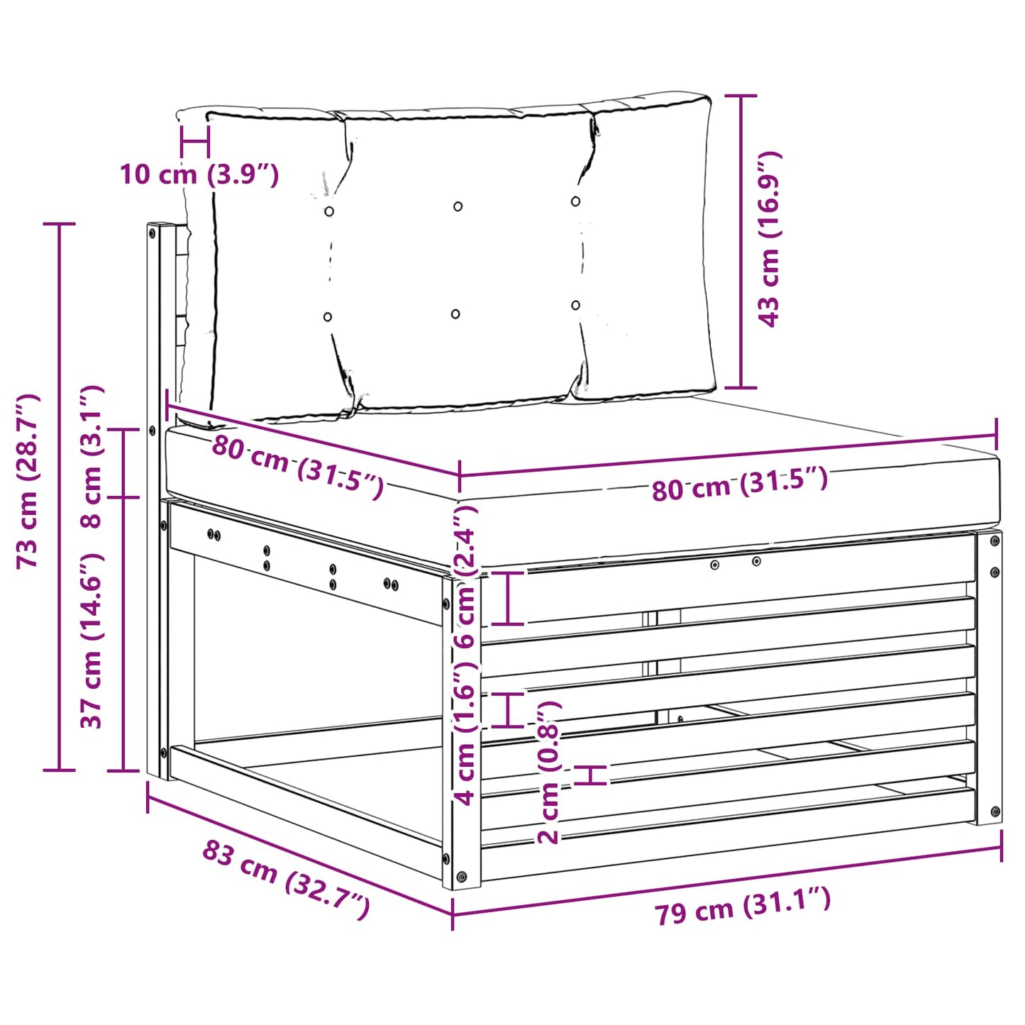 Buitenzitmiddelsofa Massief Acaciahout Naturel is nu te koop bij PeponiXL, paradijselijk wonen!