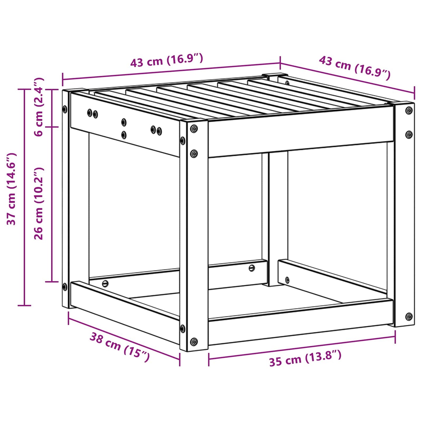 Stoelbank Naturel 43 x 43 x 37 cm Massief Acaciahout is nu te koop bij PeponiXL, paradijselijk wonen!