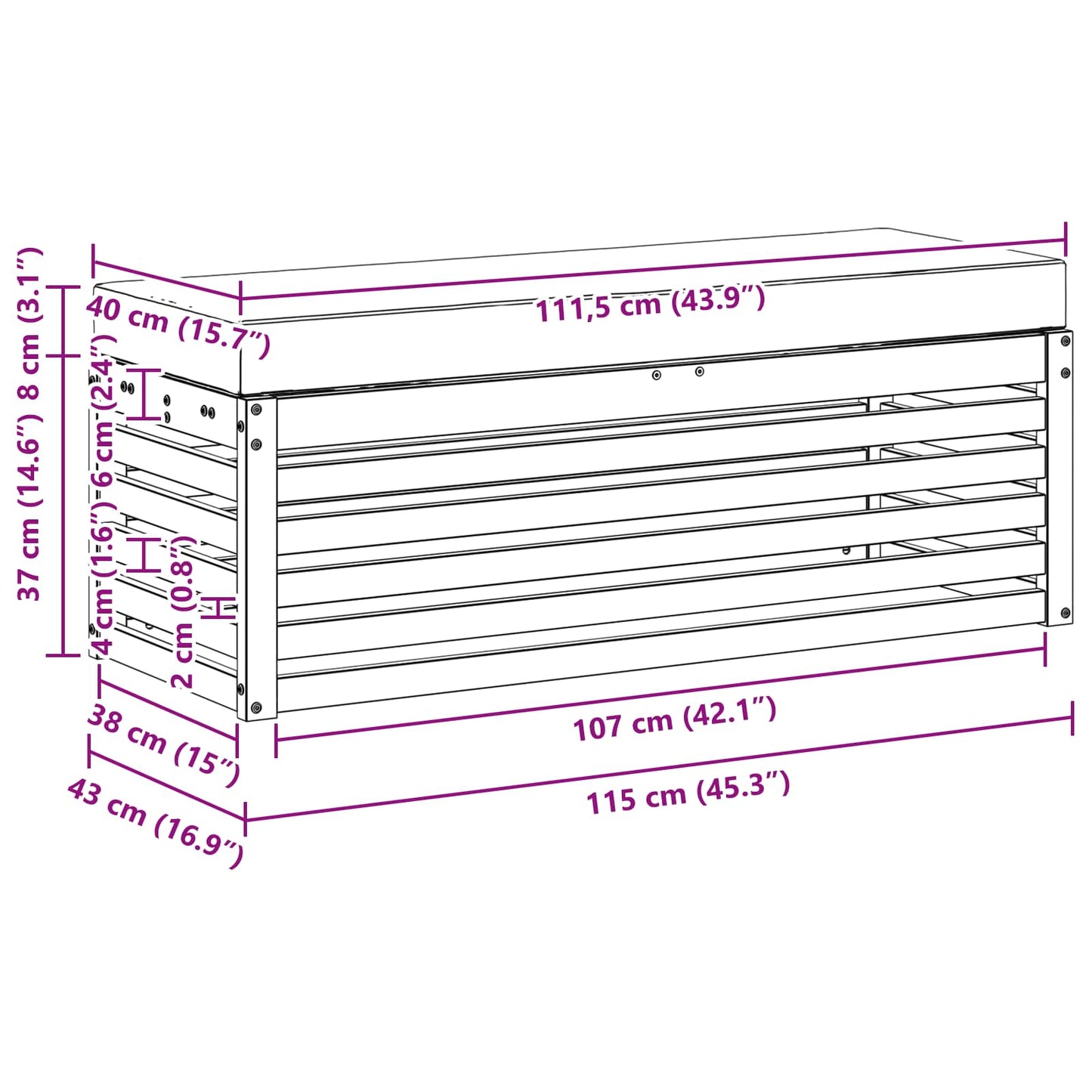 Stoelbank met kussen Natuurlijk en Antraciet 115 x 43 x 37 cm is nu te koop bij PeponiXL, paradijselijk wonen!