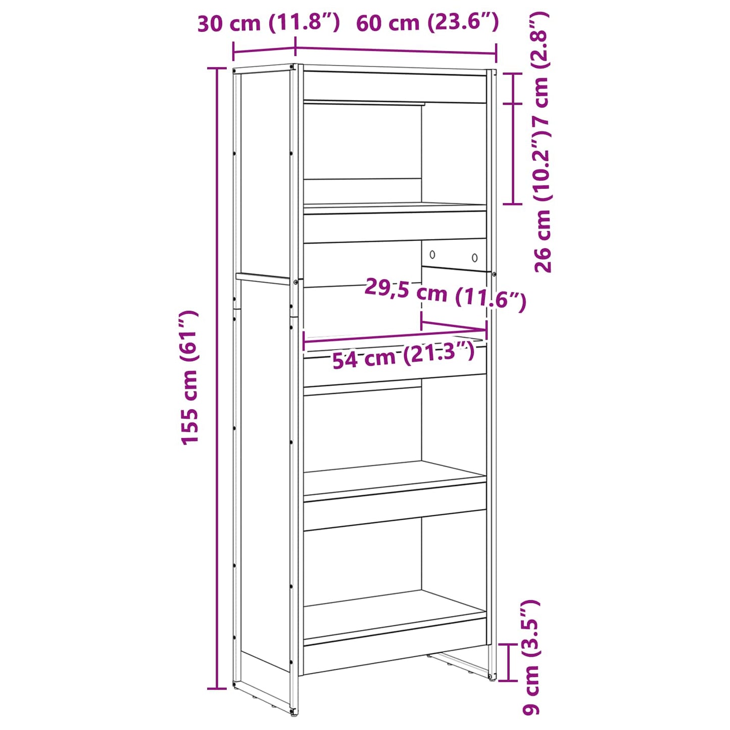 Boekenkast Rook Eik 80 x 30 x 155 cm Bewerkt hout is nu te koop bij PeponiXL, paradijselijk wonen!