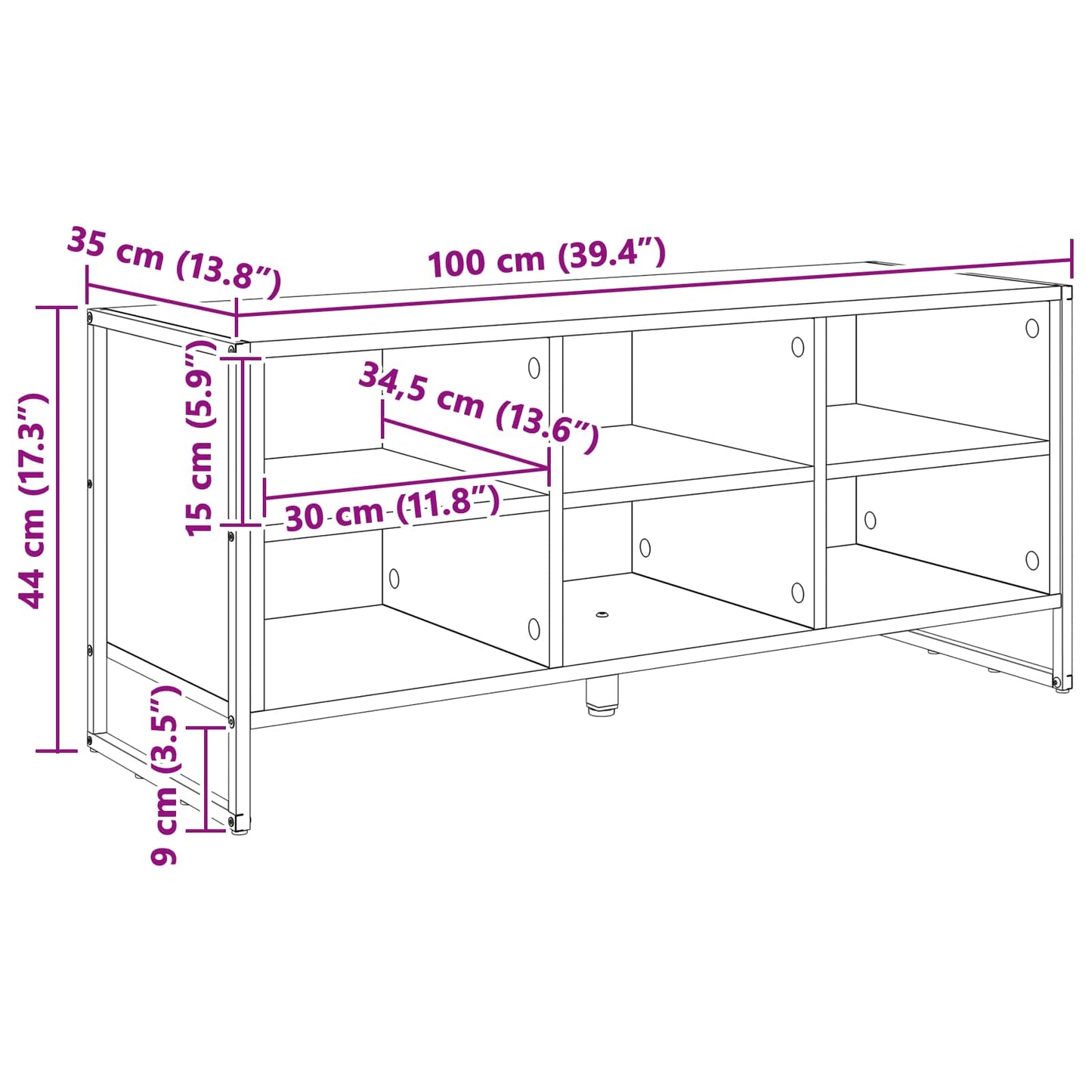 Schoenenkast met opslag Sonoma 100 x 35 x 44 cm Bewerkt hout is nu te koop bij PeponiXL, paradijselijk wonen!
