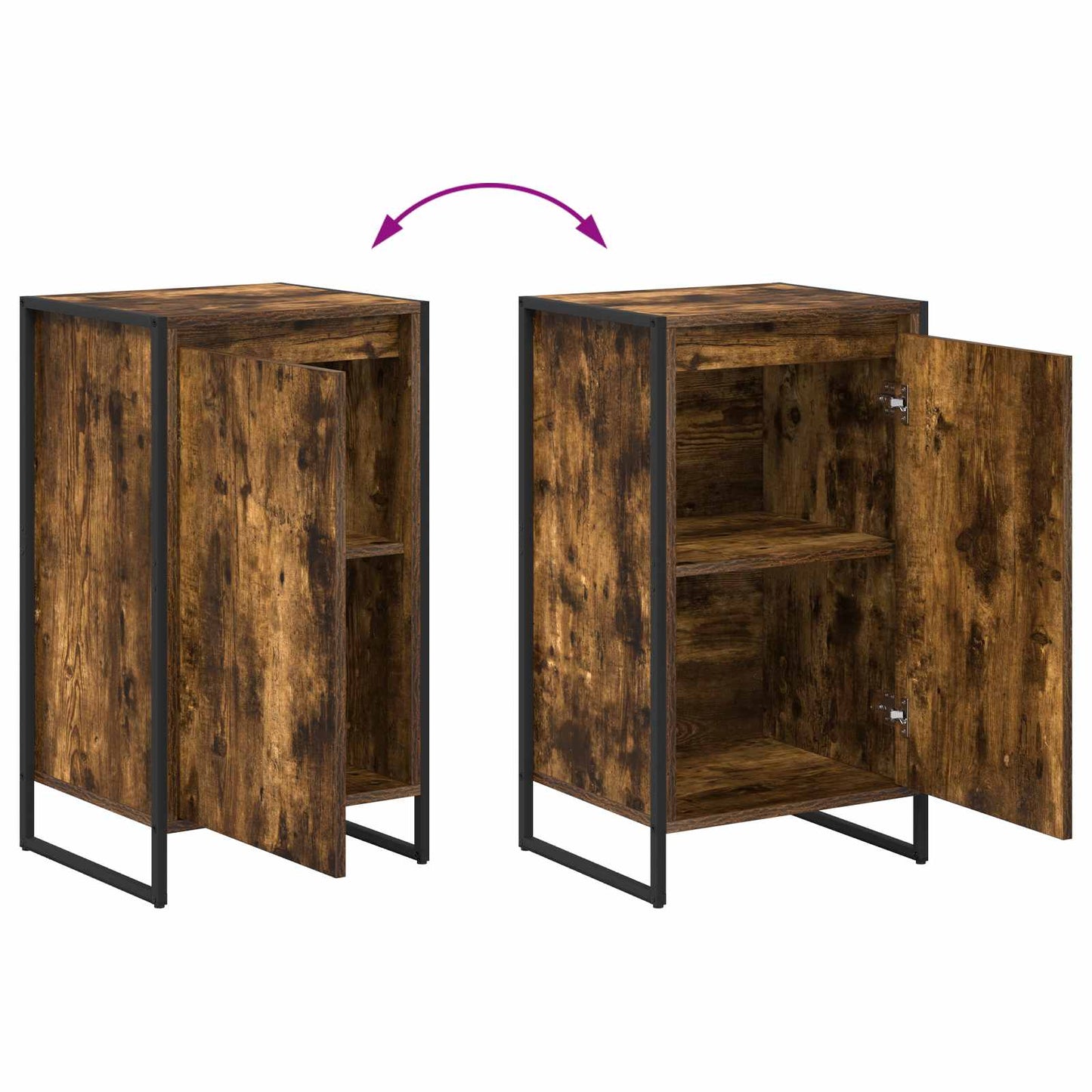 Dressoir Rook Eik 43 x 36 x 75,5 cm Bewerkt hout is nu te koop bij PeponiXL, paradijselijk wonen!