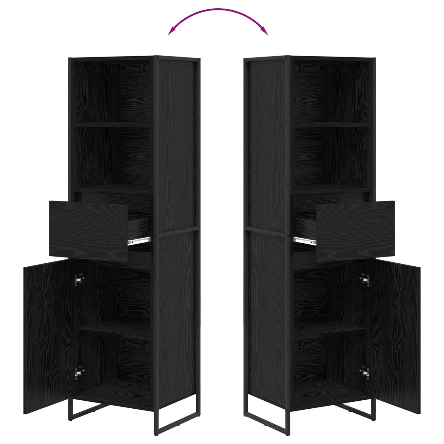 Boekenkast met lade Zwart Eiken 43 x 36 x 150.5 cm Bewerkt hout is nu te koop bij PeponiXL, paradijselijk wonen!