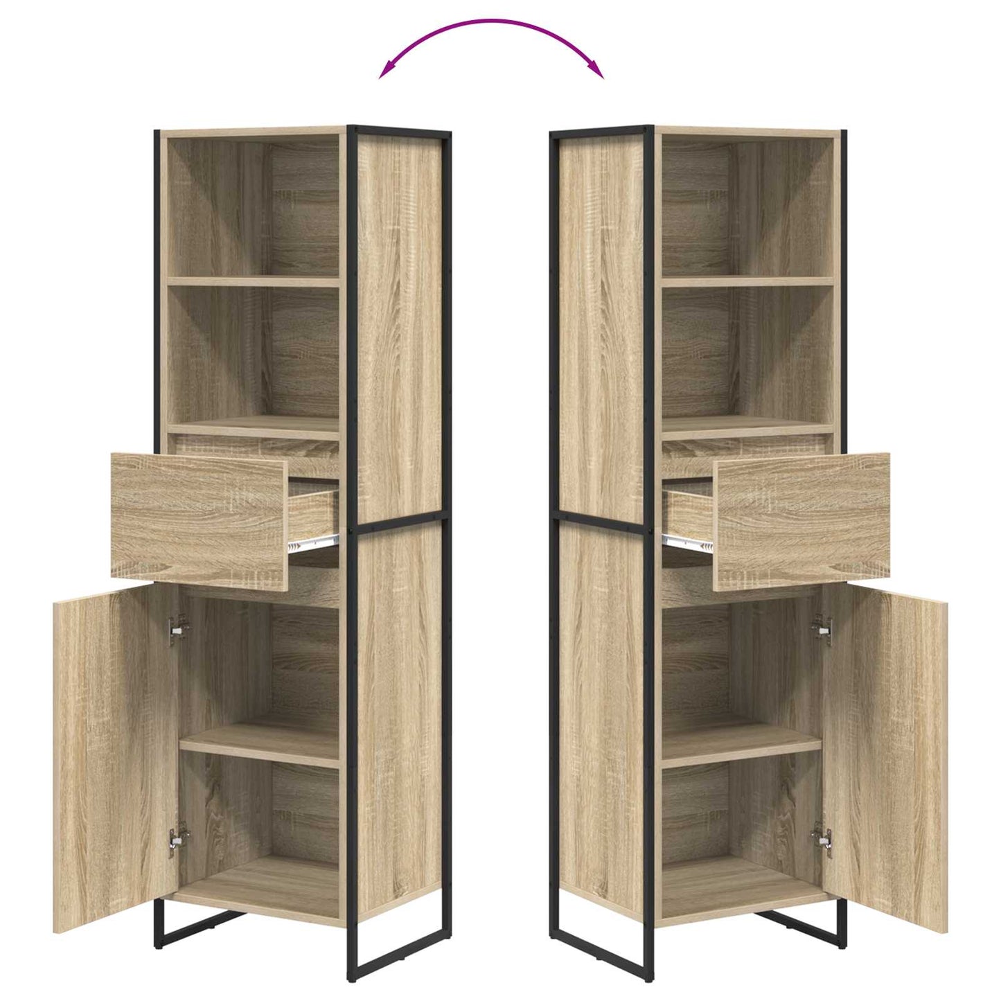 Boekenkast met lade Sonoma 43 x 36 x 150.5 cm Bewerkt hout is nu te koop bij PeponiXL, paradijselijk wonen!