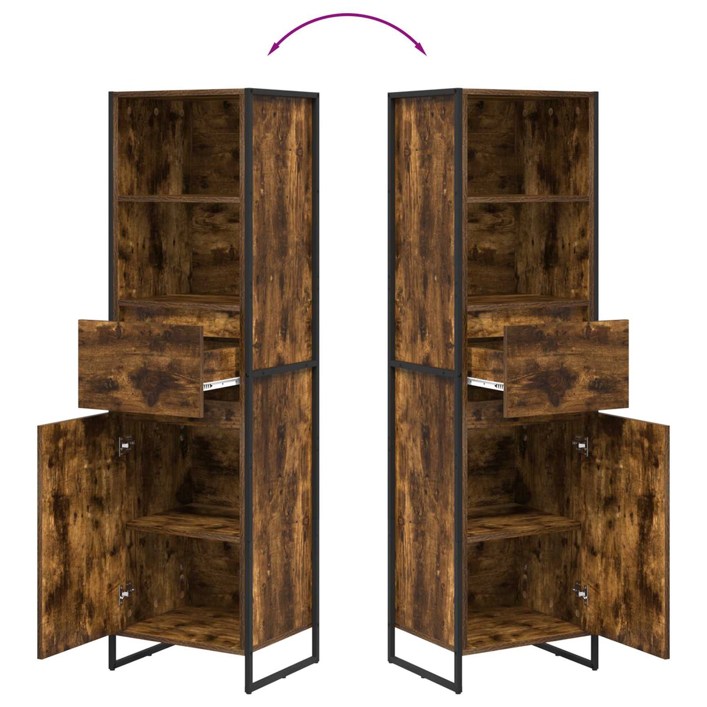 Boekenkast met lade Rook Eik 43 x 36 x 150.5 cm Bewerkt hout is nu te koop bij PeponiXL, paradijselijk wonen!