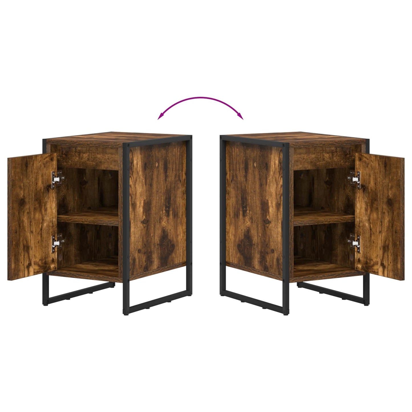 Nachtkastje Rook Eik 39,5 x 30 x 50 cm Bewerkt hout is nu te koop bij PeponiXL, paradijselijk wonen!