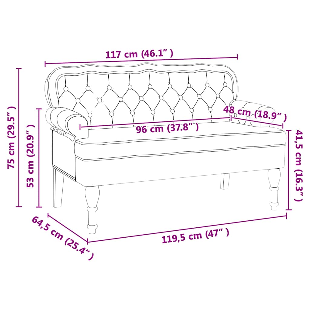 Chesterfield Bank Bruin 119,5 x 64,5 x 75 cm Nep Leer is nu te koop bij PeponiXL, paradijselijk wonen!