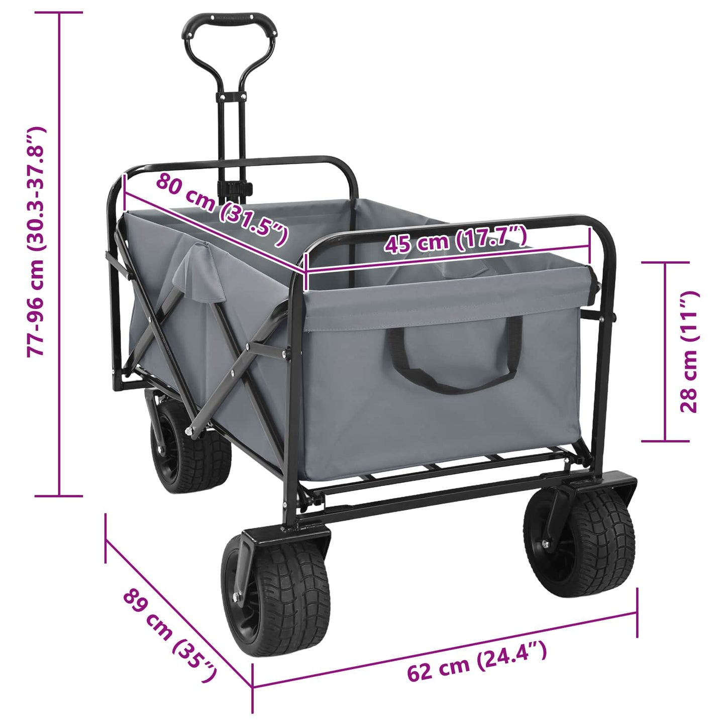 Vouwbare Handtrolley Grijs 89 x 63 x 96 cm is nu te koop bij PeponiXL, paradijselijk wonen!