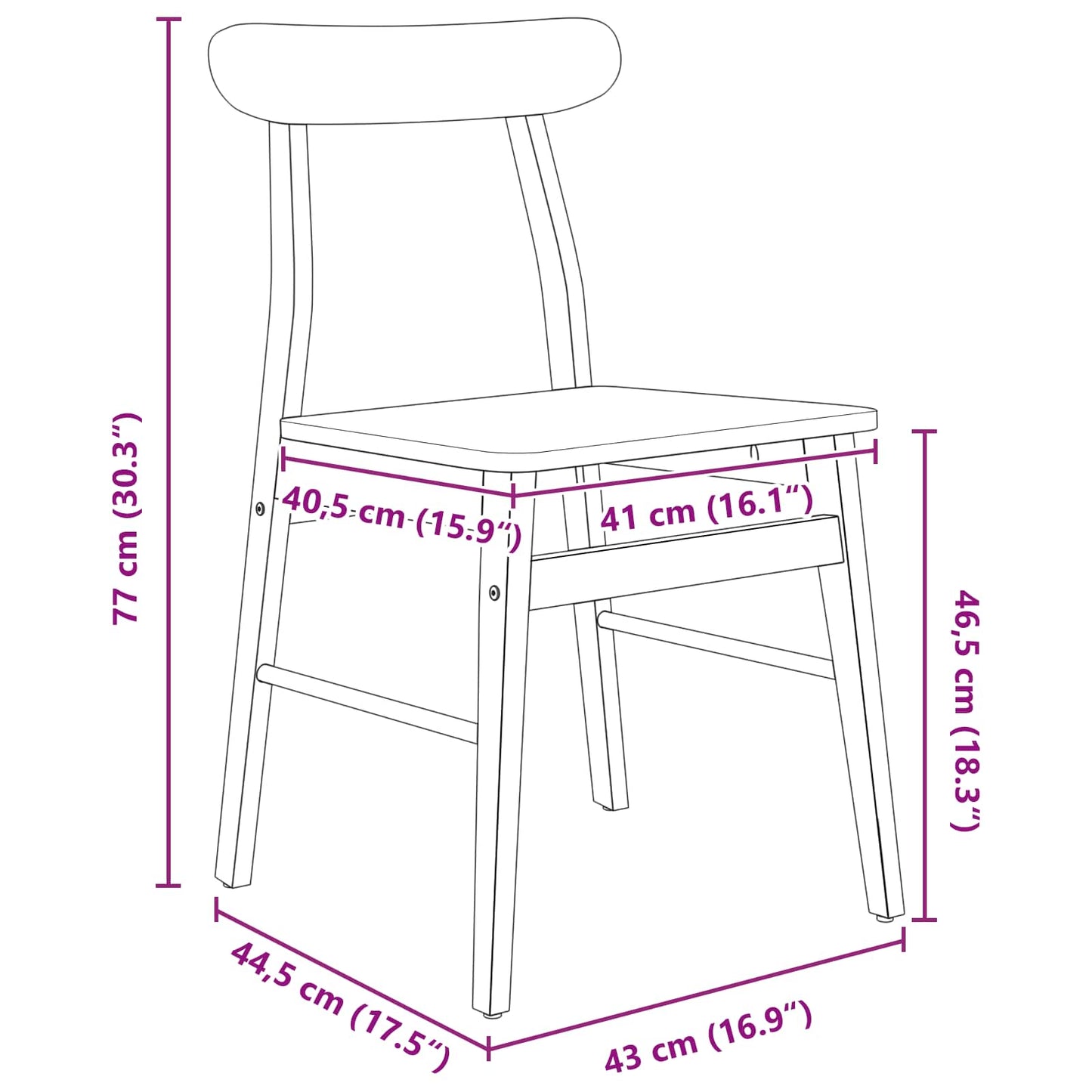 Eetkamerstoel 2 pcs Wit 43 x 44,5 x 77 cm Massief Rubberhout is nu te koop bij PeponiXL, paradijselijk wonen!