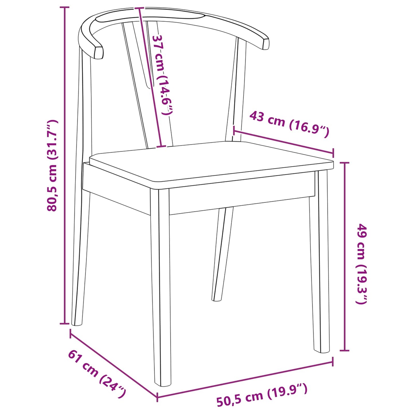 Eetkamerstoel 2 pcs Naturel Massief Rubberhout is nu te koop bij PeponiXL, paradijselijk wonen!