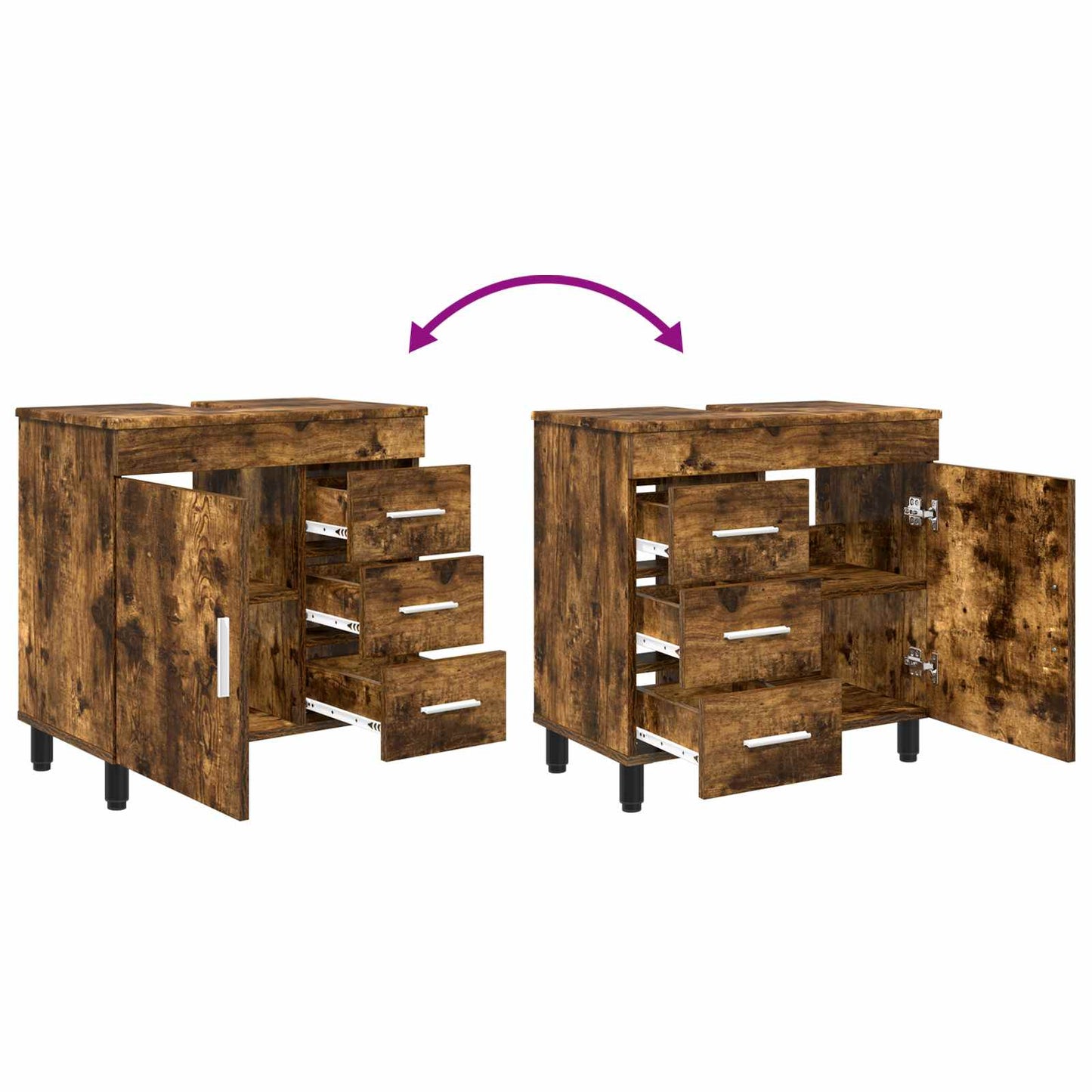 Badkamer Waskom Gerookt eiken 60 x 35 x 60 cm Bewerkt hout is nu te koop bij PeponiXL, paradijselijk wonen!