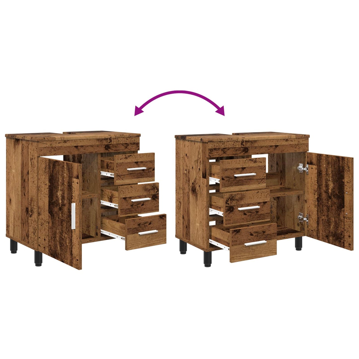 Badkamer Waskom Oud hout 60 x 35 x 60 cm Bewerkt hout is nu te koop bij PeponiXL, paradijselijk wonen!