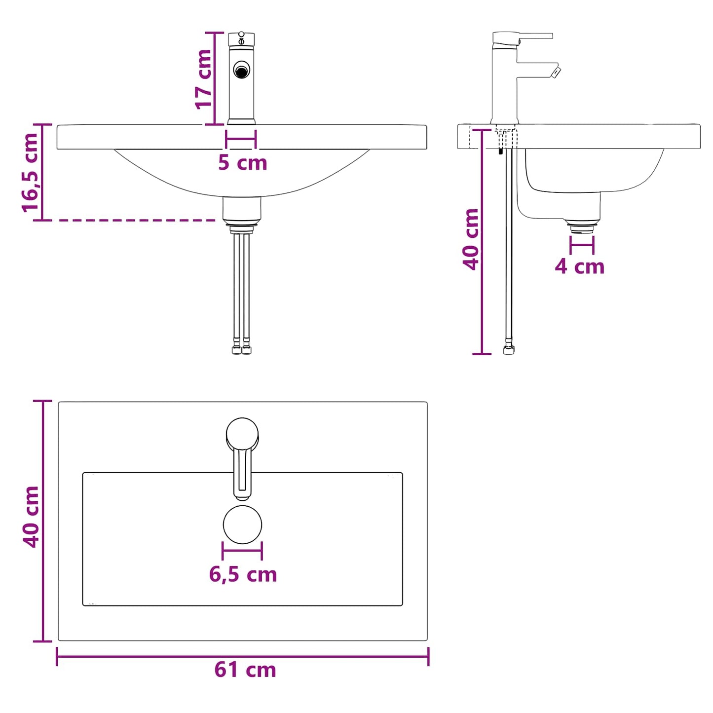 Badkamer Waskom Chroom 61 x 40 x 16,5 cm Metaal is nu te koop bij PeponiXL, paradijselijk wonen!