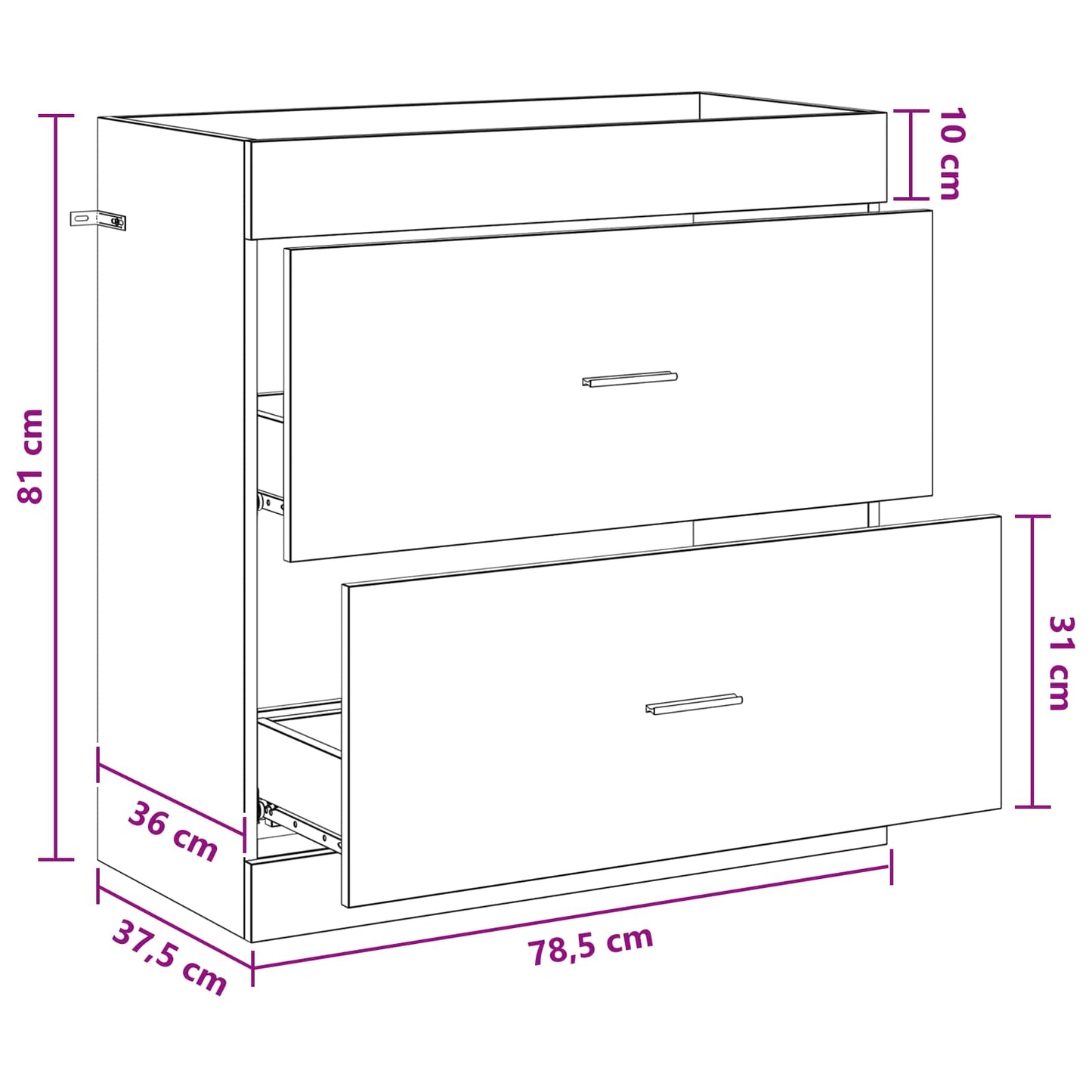 Badkamer Onder Wasbak Kast Sonoma Eiken 78,5 x 37,5 x 81 cm is nu te koop bij PeponiXL, paradijselijk wonen!