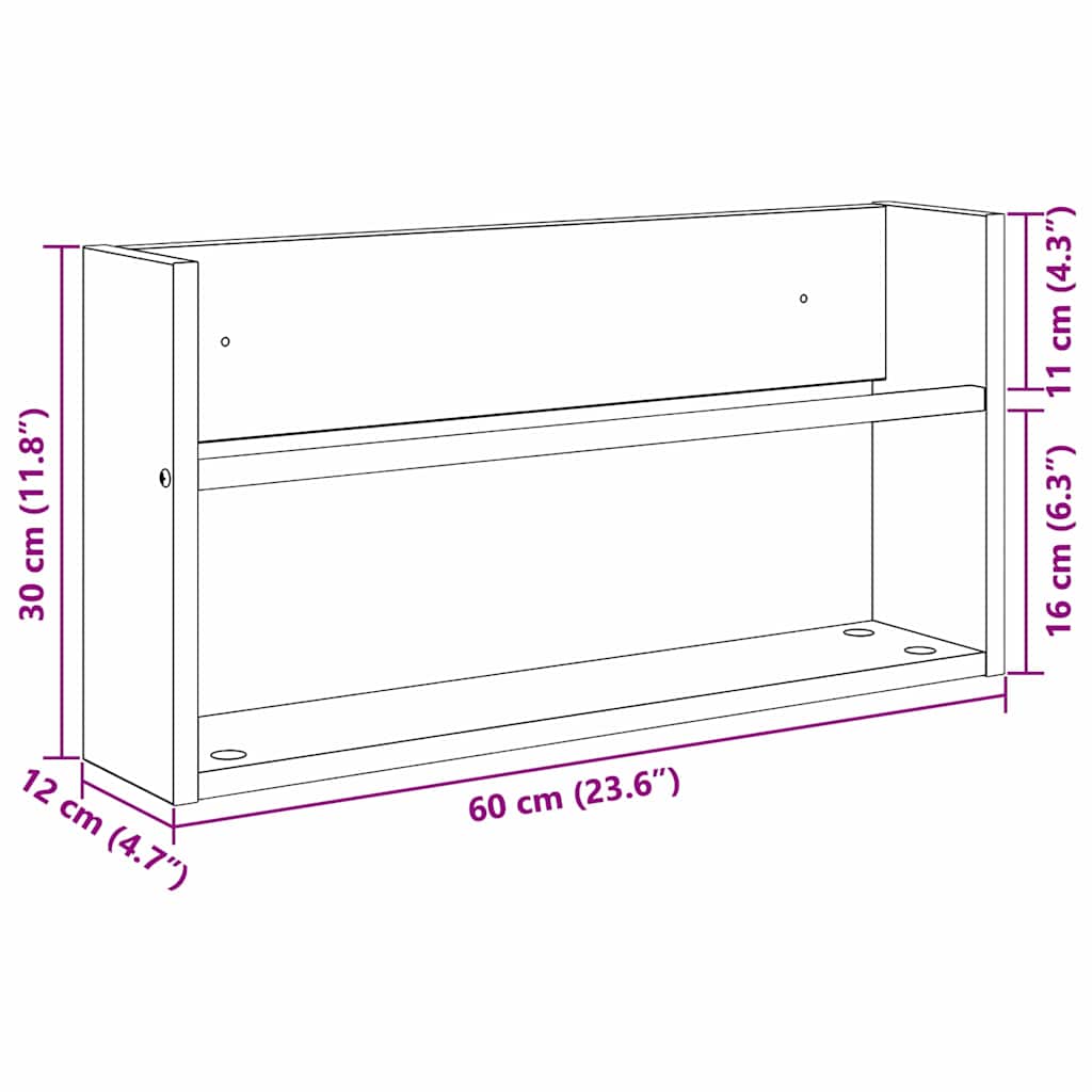 Tijdschrift Rek met plank 2 pcs Gerookt eiken 60 x 12 x 30 cm is nu te koop bij PeponiXL, paradijselijk wonen!
