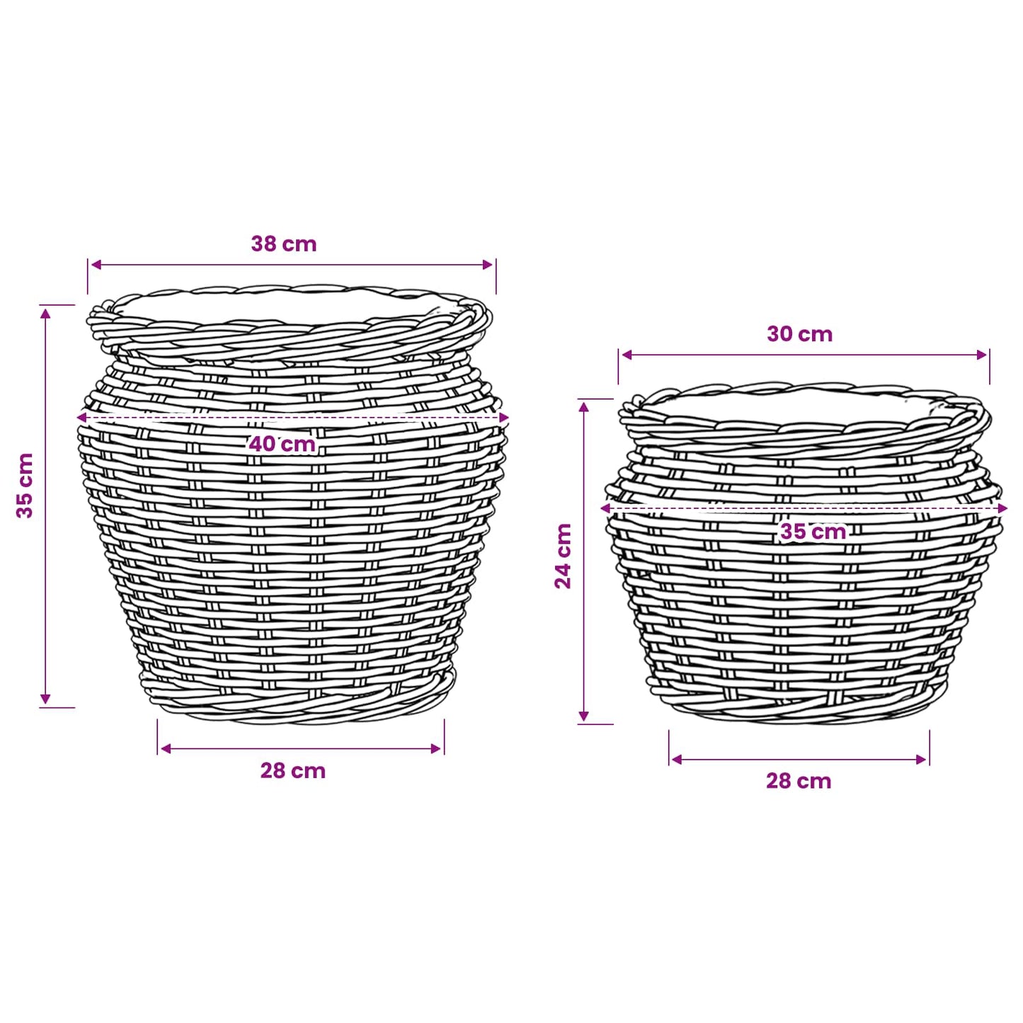 Plantenmand met opslag 2 st Natuurlijk Bruin Kubu Rattan is nu te koop bij PeponiXL, paradijselijk wonen!