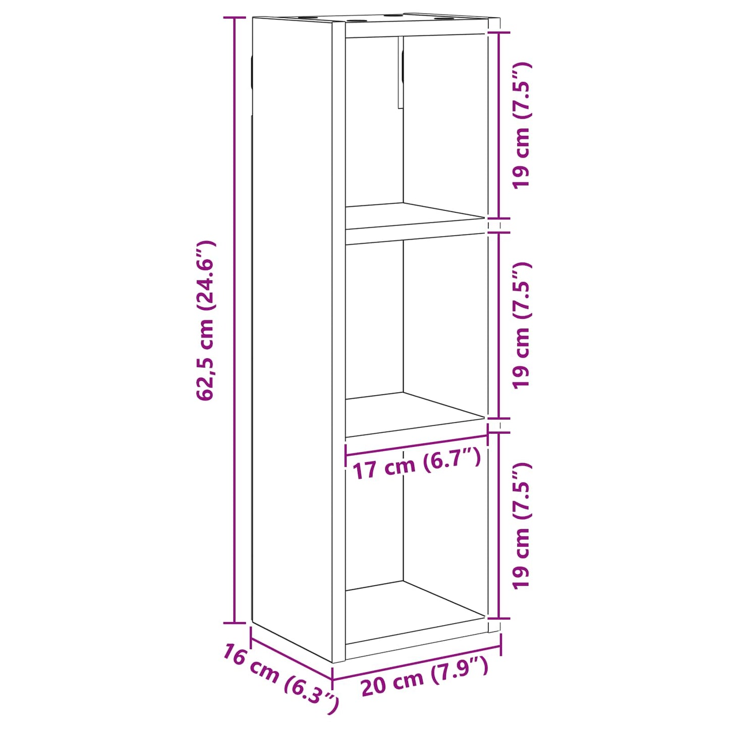 Badkamer wandkast met plank Beton Grijs 20 x 16 x 62,5 cm is nu te koop bij PeponiXL, paradijselijk wonen!
