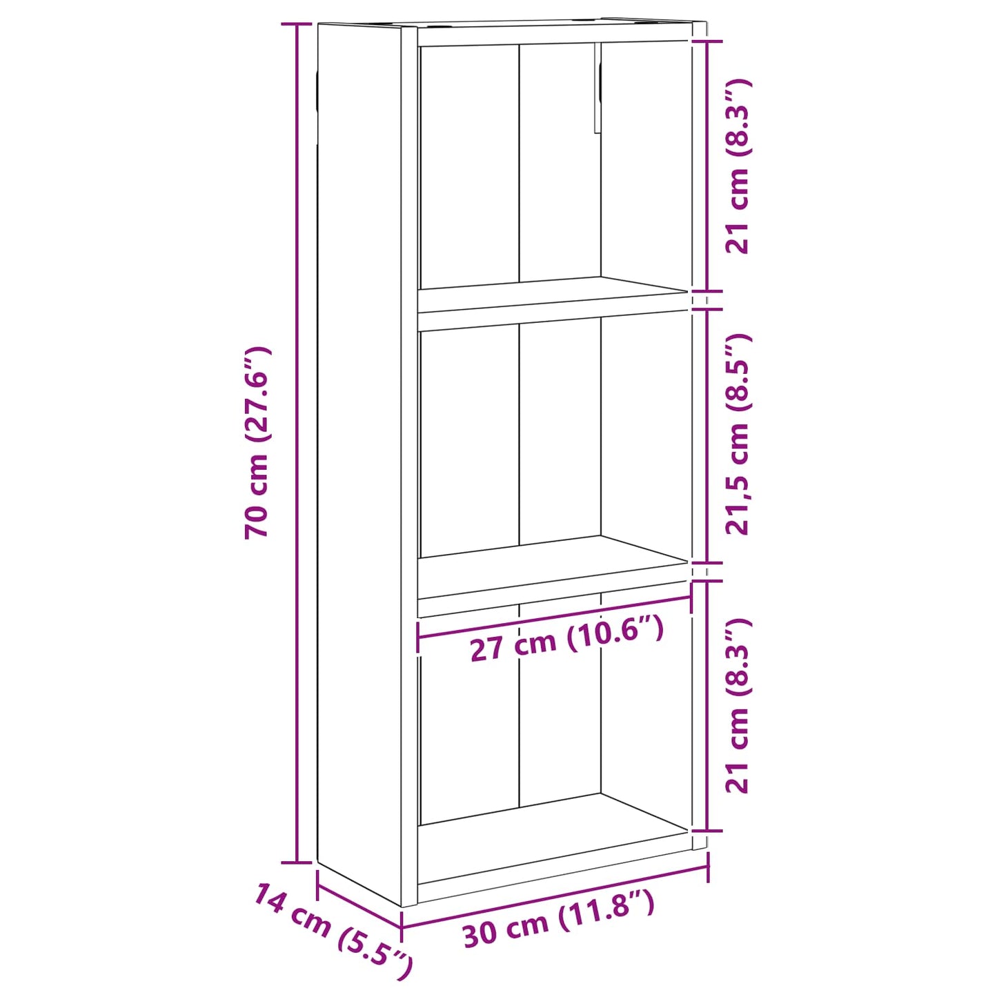 Badkamer wandkast Oudhout 30 x 14 x 70 cm Geconstrueerd hout is nu te koop bij PeponiXL, paradijselijk wonen!