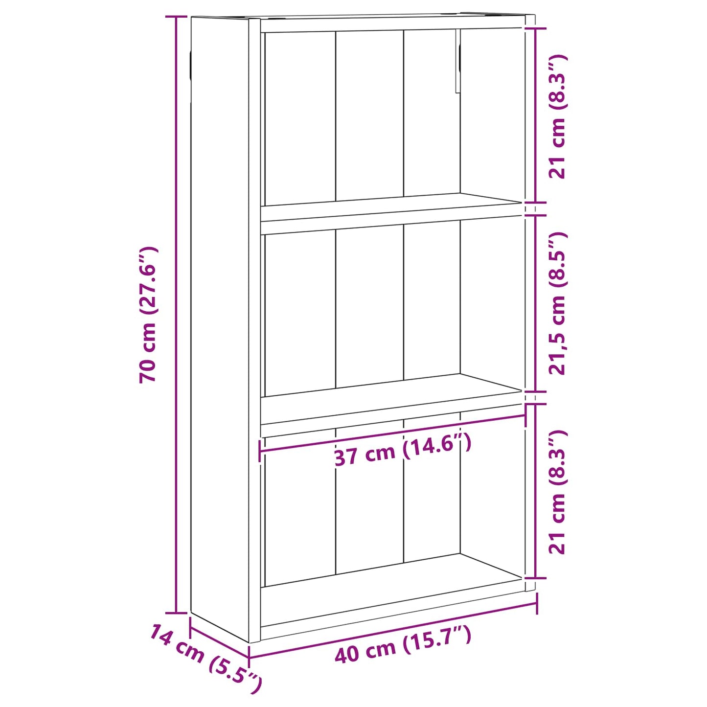 Badkamer wandkast met plank Ambachtelijk eiken 40 x 14 x 70 cm is nu te koop bij PeponiXL, paradijselijk wonen!