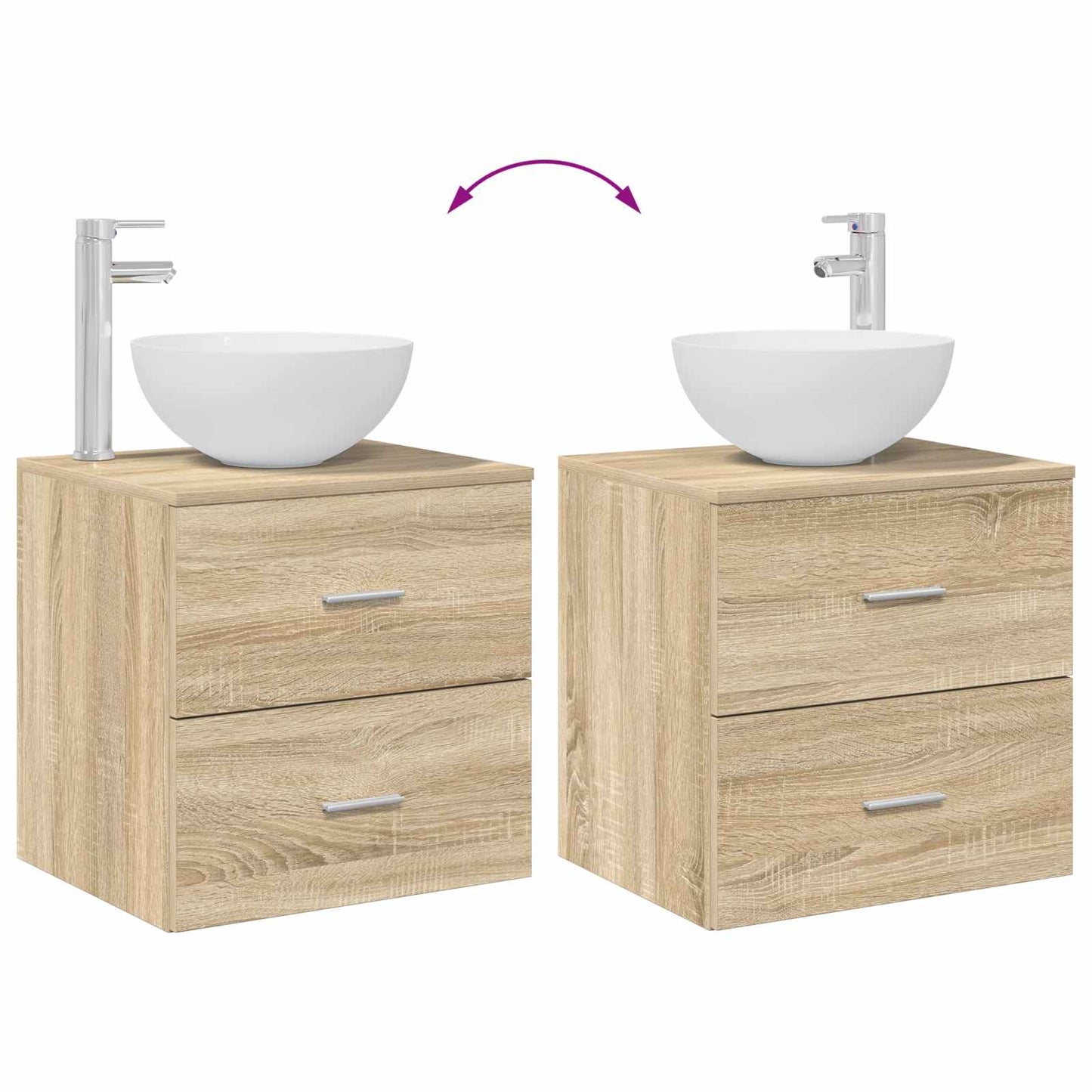 Badkamermeubelset 5 pcs Sonoma Eiken Bewerkt hout en glas