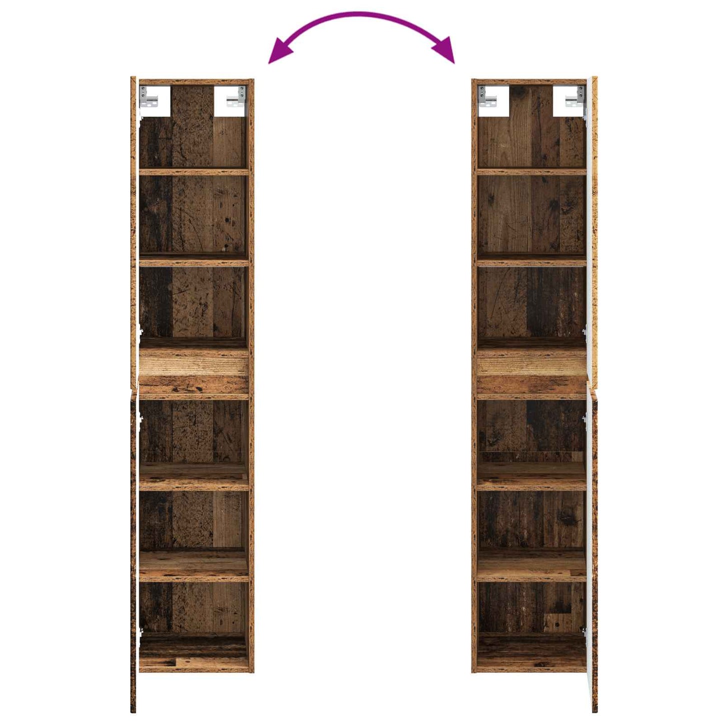 Badkamerkastenset 5 pcs Oud hout 50 x 14,5 x 70 cm Bewerkt hout is nu te koop bij PeponiXL, paradijselijk wonen!