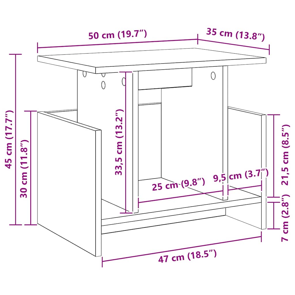 TV-standaard Zwart Eiken 50 x 35 x 45 cm Bewerkt hout is nu te koop bij PeponiXL, paradijselijk wonen!