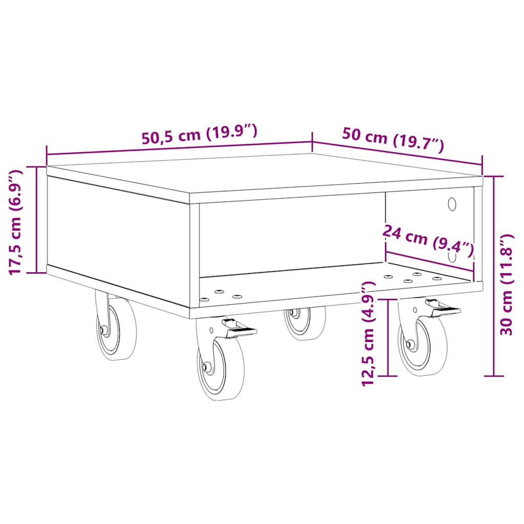 Bijzettafel met wielen Beton Grijs 50,5 x 50 x 30 cm is nu te koop bij PeponiXL, paradijselijk wonen!
