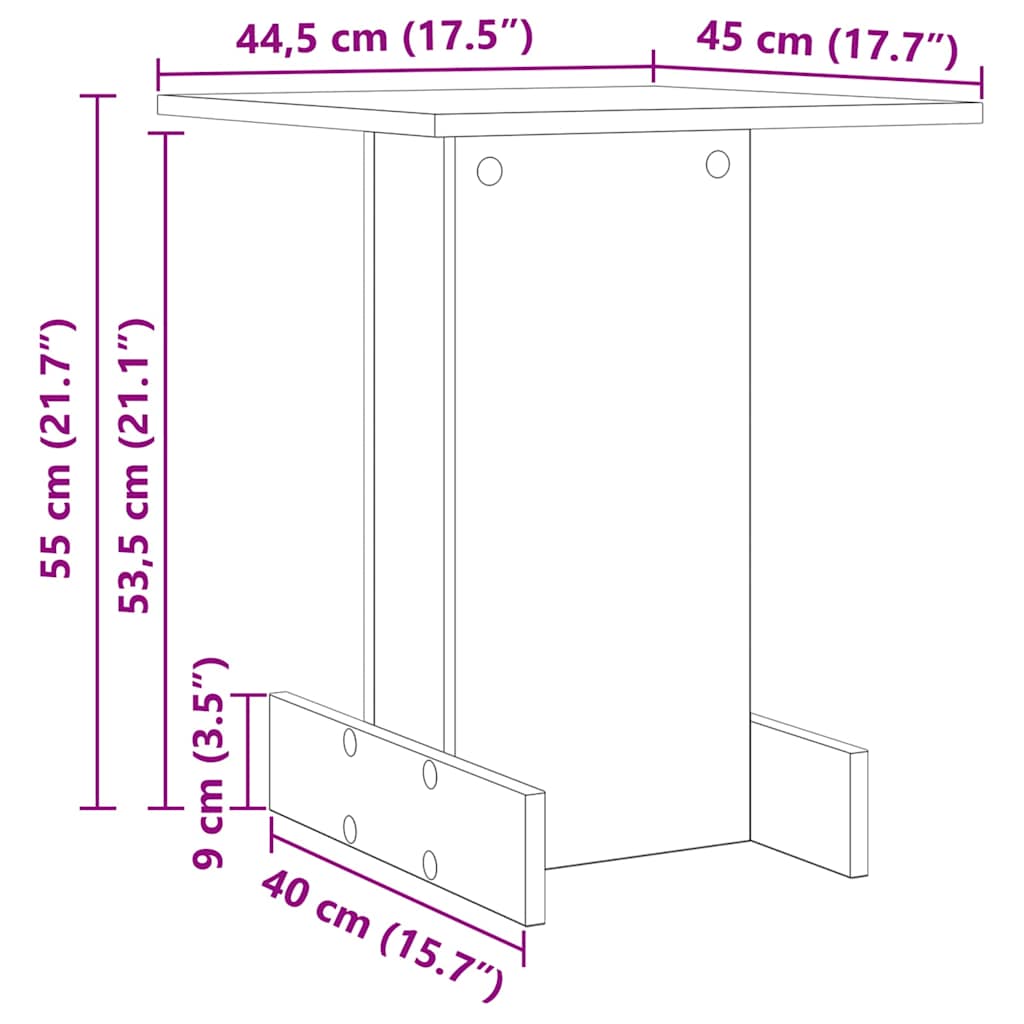 Bijzettafel Sonoma Eiken 44,5 x 45 x 55 cm Bewerkt hout is nu te koop bij PeponiXL, paradijselijk wonen!