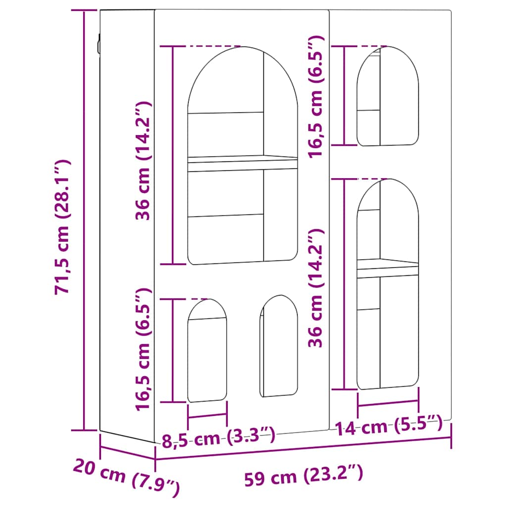 Hangkast met plank Grijs Sonoma 59 x 20 x 71.5 cm Bewerkt hout is nu te koop bij PeponiXL, paradijselijk wonen!