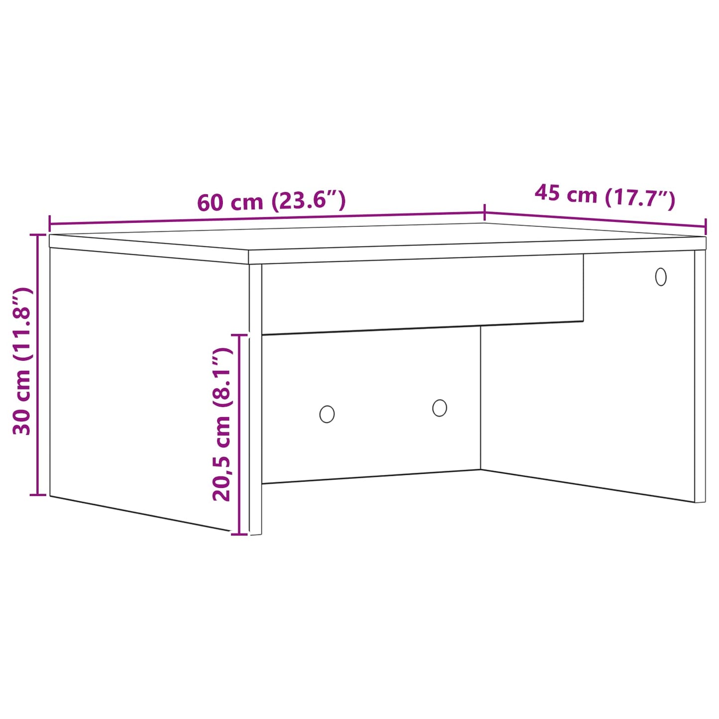 Wandbureau Artisan Eiken 60 x 45 x 30 cm Bewerkt hout is nu te koop bij PeponiXL, paradijselijk wonen!