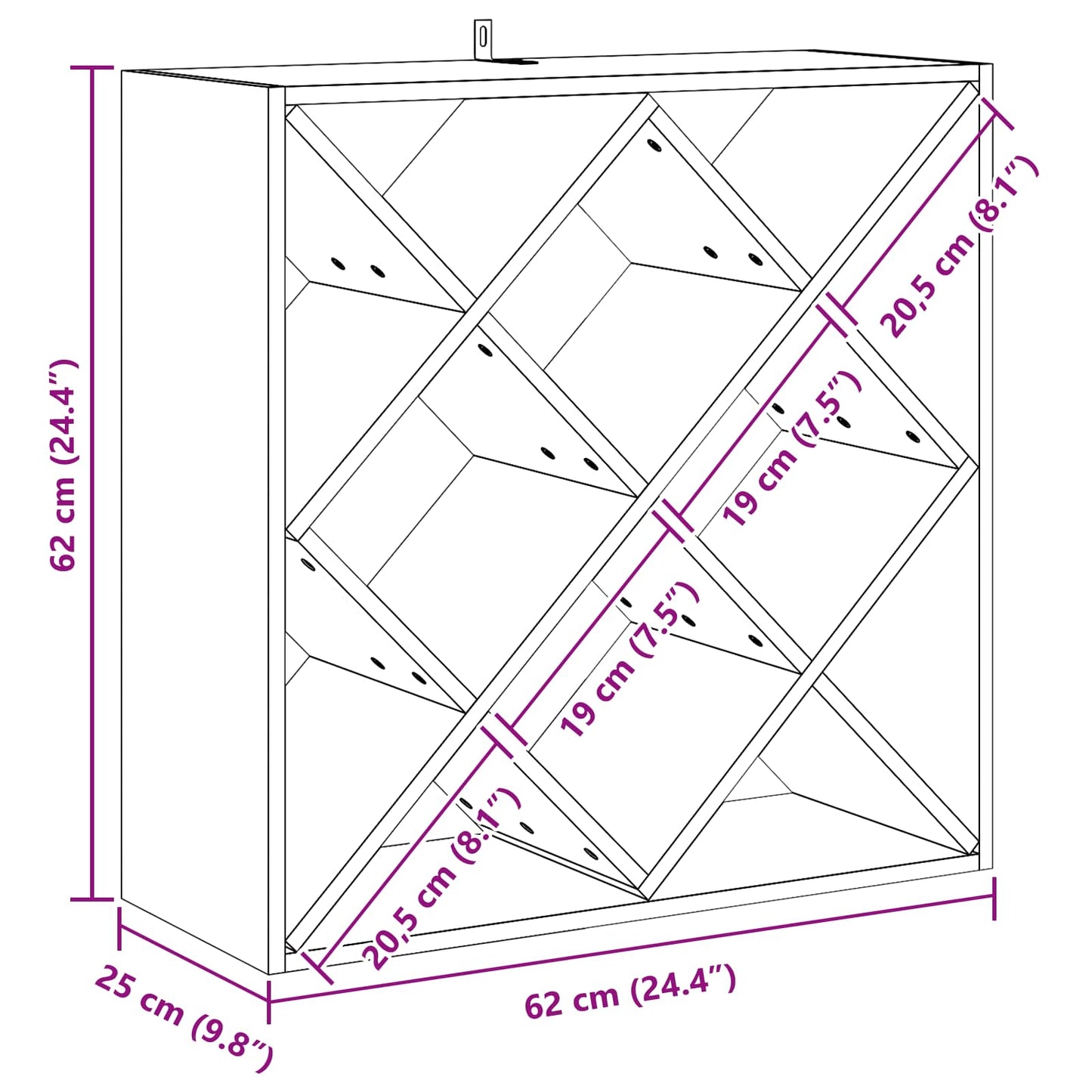 Wijnrek 2 pcs Naturel 62 x 25 x 62 cm Massief grenenhout is nu te koop bij PeponiXL, paradijselijk wonen!