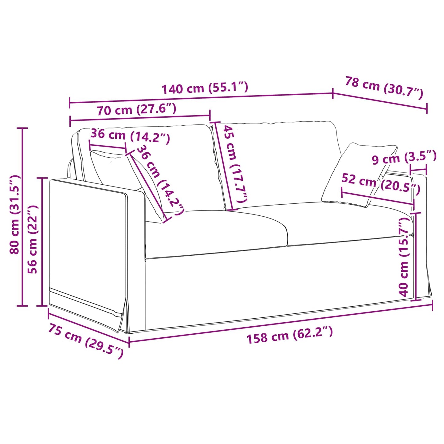 Bank 2 pcs Roze 158 x 78 x 80 cm Fluweel is nu te koop bij PeponiXL, paradijselijk wonen!