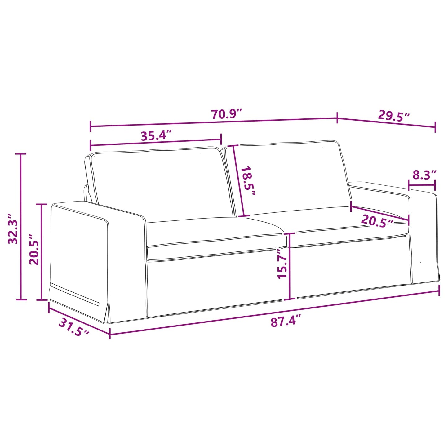Bank Donkergrijs 222 x 80 x 82 cm Stof is nu te koop bij PeponiXL, paradijselijk wonen!