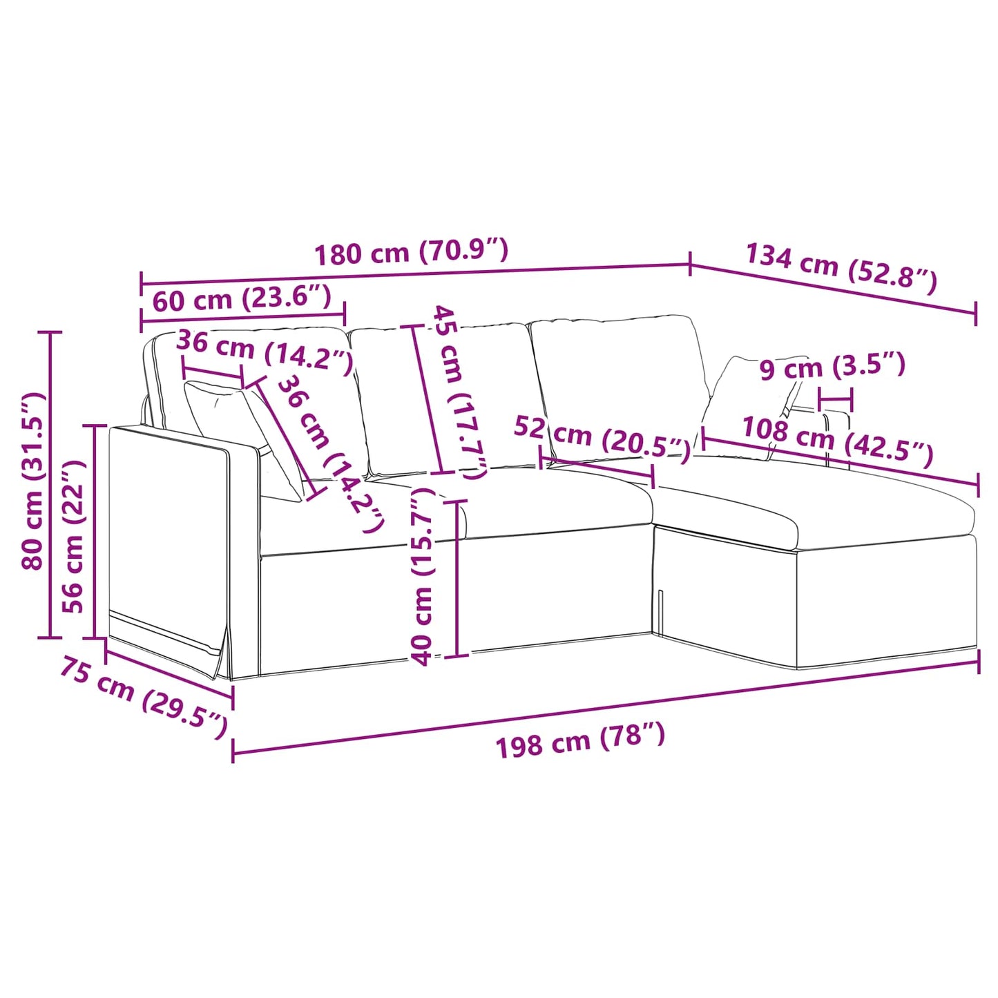 Bank Roze 198 x 134 x 80 cm Fluweel is nu te koop bij PeponiXL, paradijselijk wonen!
