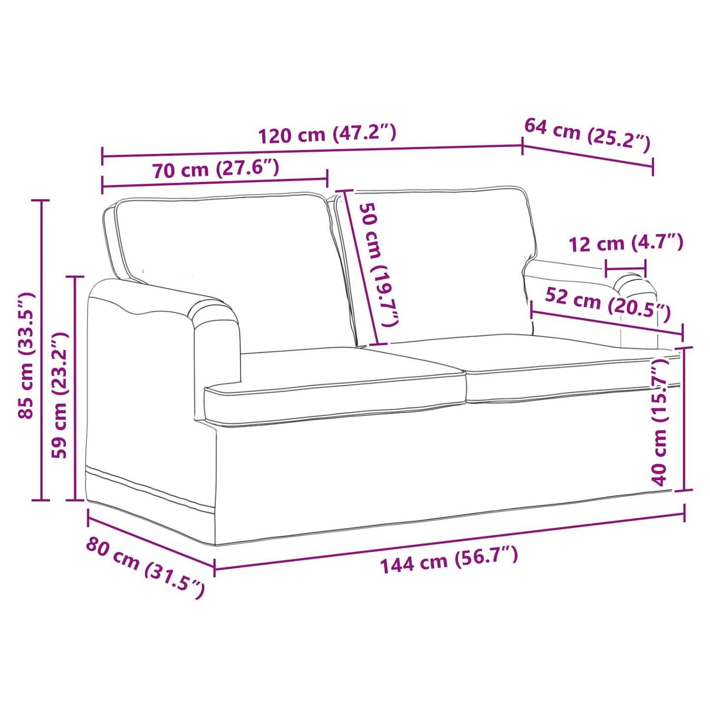 Bank Zwart 144 x 80 x 85 cm Stof is nu te koop bij PeponiXL, paradijselijk wonen!