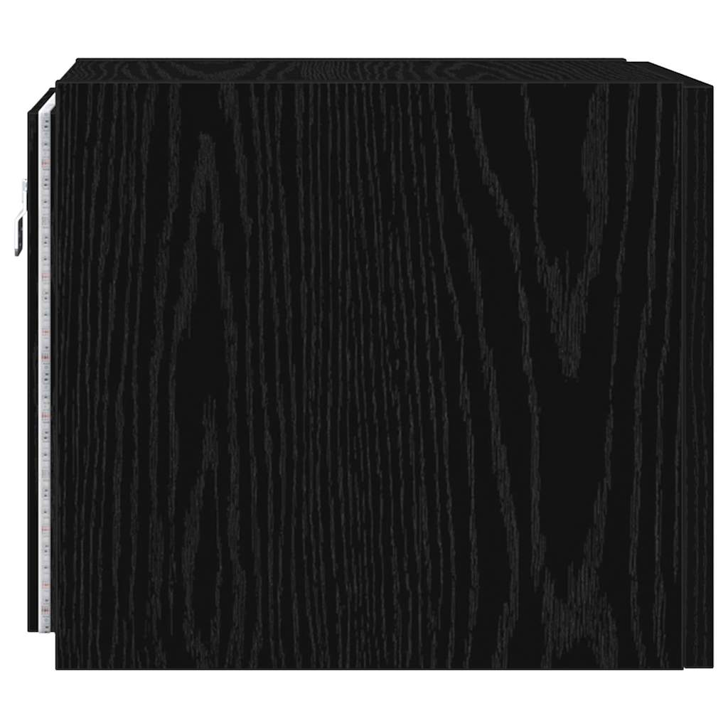 TV Wandkast met LED Zwart Eiken 30,5 x 35 x 30 cm Bewerkt hout is nu te koop bij PeponiXL, paradijselijk wonen!
