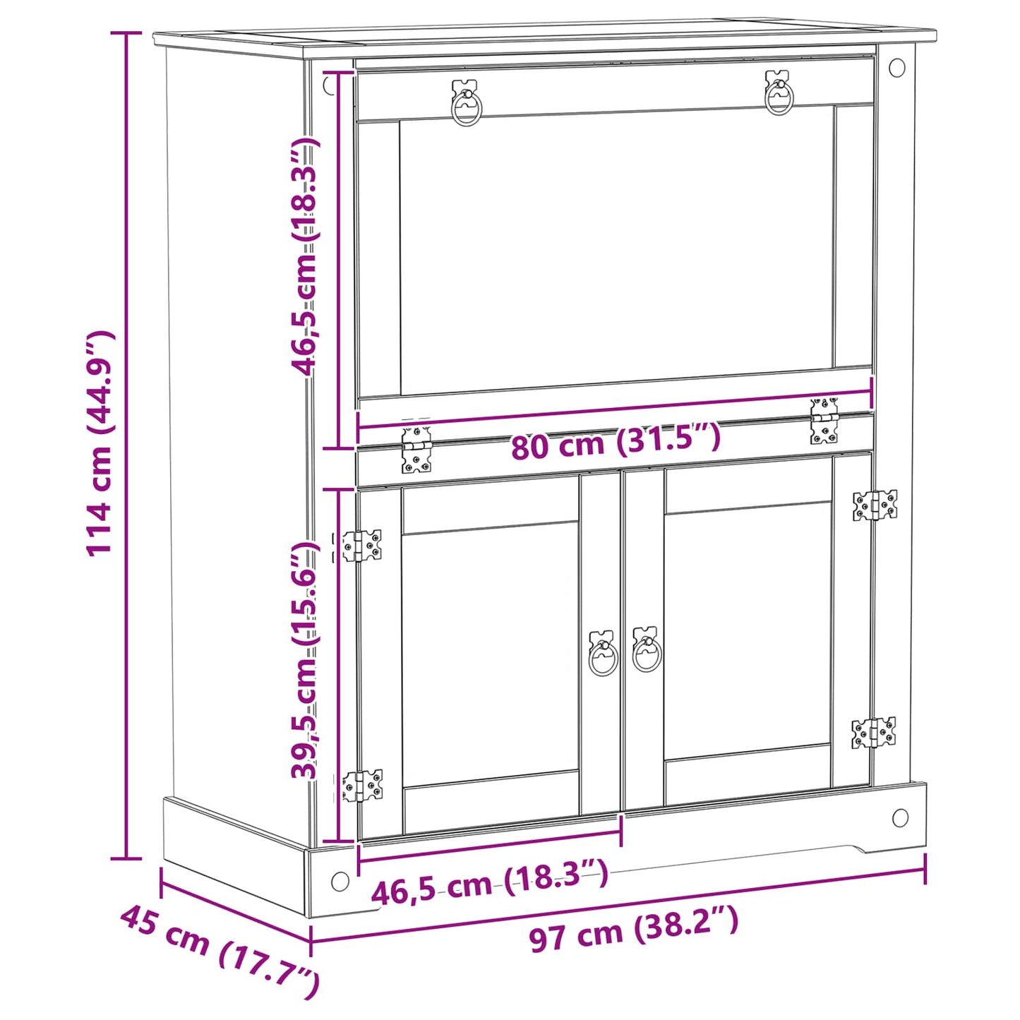 Wijnkast Wit 97 x 45 x 114 cm Massief grenenhout is nu te koop bij PeponiXL, paradijselijk wonen!