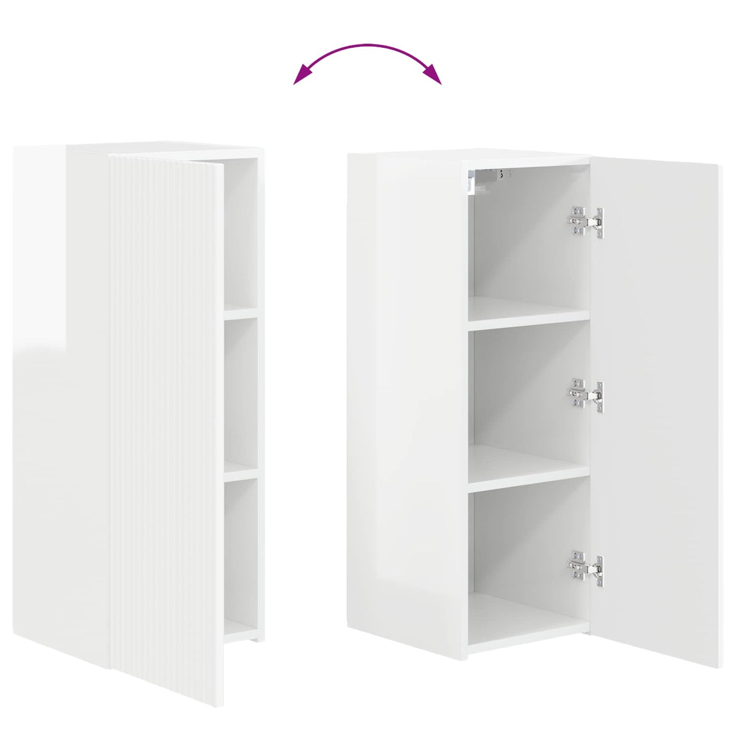 TV Wandkast Set Wandgemonteerd 4 pcs Hoogglans wit Bewerkt hout is nu te koop bij PeponiXL, paradijselijk wonen!